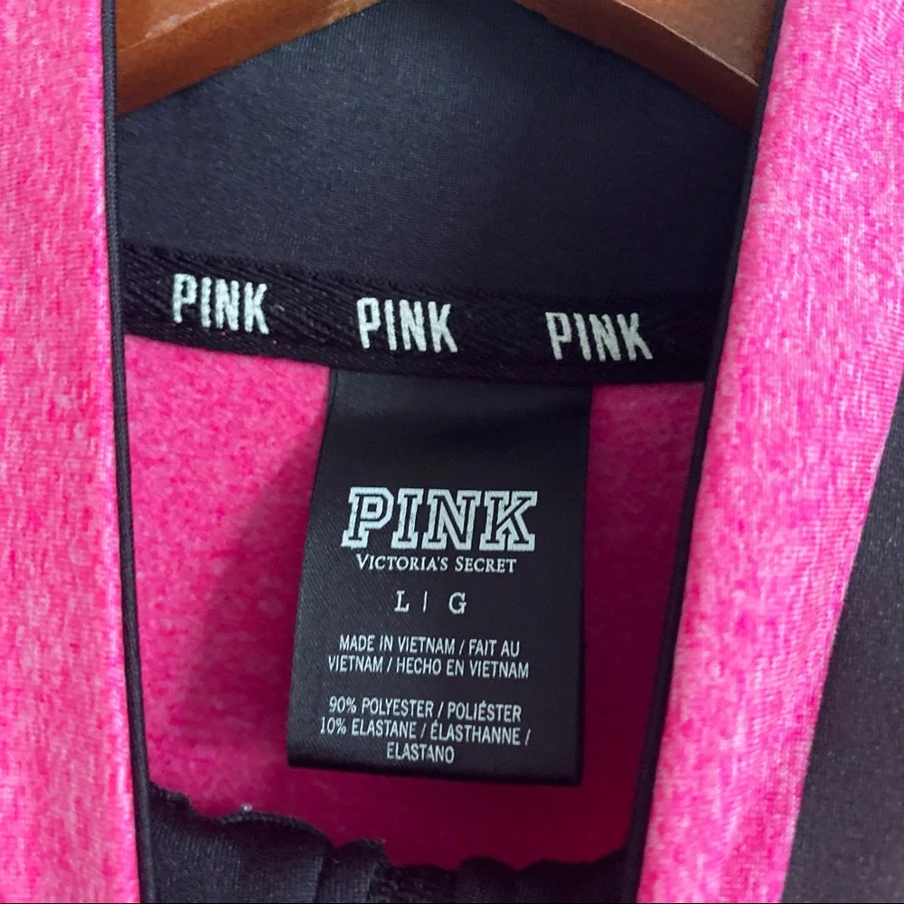 Victoria’s Secret Pink Half-Zip Pullover Heathered Pink/Black Size Large - Picture 5 of 5